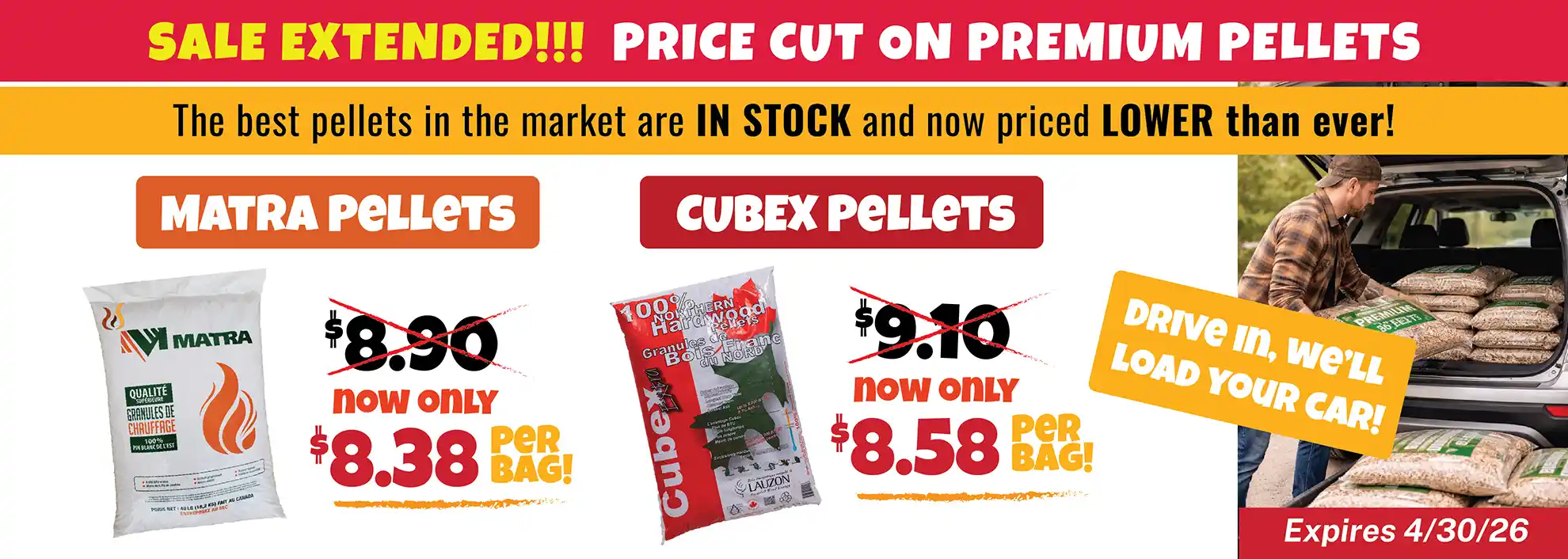 SALE EXTENDED THROUGH APRIL — PRICE CUT ON PREMIUM PELLETS - RI & MA